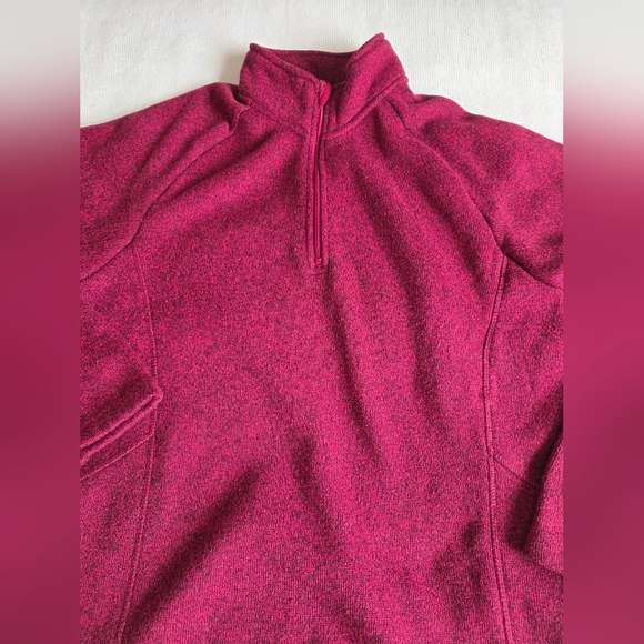 Devon & Jones Raspberry Red Quarter-Zip Fleece Pullover Sweater S Small - Picture 4 of 11